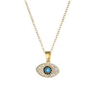 Collier Evil Eye bijoux, Acier inoxydable 304, avec 1.97inch chaînes de rallonge, Placage sous vide, bijoux de mode & pour femme & avec strass, doré Environ 15.75 pouce, Vendu par brin