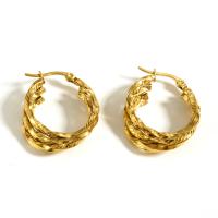 Stainless Steel Hoop Earring, 304 Stainless Steel, 18K gold plated, fashion jewelry & for woman, golden 