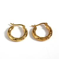 Stainless Steel Hoop Earring, 304 Stainless Steel, 18K gold plated, fashion jewelry & for woman, golden 