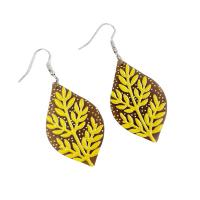 Acrylic Drop Earring, Leaf, fashion jewelry & for woman, yellow 