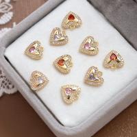 Cubic Zirconia Brass Pendants, Heart, plated, DIY & micro pave cubic zirconia 