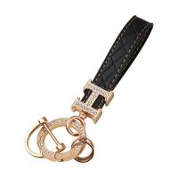 PU Leather Key Chain, with Zinc Alloy, Unisex & micro pave rhinestone 