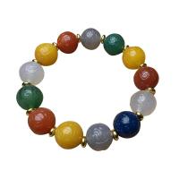 Pulsera de Ágata Tibetana, con grano de la aleación del cinc, Natural & Joyería & unisexo, multicolor, 14mm, longitud:aproximado 20 cm, Vendido por Sarta