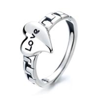 Bague en argent , Argent sterling 925, coeur, Finition antique, bijoux de mode & pour femme, 9mm, Vendu par PC