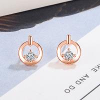 Cubic Zircon Brass Earring, rose gold color plated, fashion jewelry & micro pave cubic zirconia & for woman 