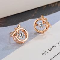 Cubic Zircon Brass Earring, rose gold color plated, fashion jewelry & micro pave cubic zirconia & for woman 