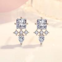 Cubic Zircon Brass Earring, polished, fashion jewelry & micro pave cubic zirconia & for woman 