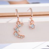 Boucles d'oreilles asymétriques, laiton, Plaqué de couleur d'or rose, bijoux de mode & pavé de micro zircon & pour femme  Vendu par paire