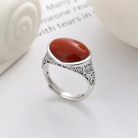 Anillo de Plata Ley, Plata de ley 925, con Yunnan Red Agate, Acabado antiguo, Joyería & para mujer, 12mm, Vendido por UD