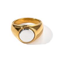 Edelstahl Fingerring, 304 Edelstahl, mit Weiße Muschel, 18K vergoldet, Modeschmuck & verschiedene Größen vorhanden & für Frau, goldfarben, verkauft von PC