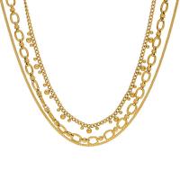 Collar Multi de la capa, acero inoxidable 304, chapado en oro de 18 K, Joyería & diferentes estilos para la opción & para mujer, dorado, Vendido por Sarta