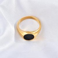 Anillo de dedo de acero Titanium de, Partículas de acero, chapado en oro de 18 K, unisexo & diverso tamaño para la opción & esmalte, dorado, Vendido por UD