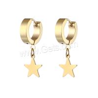 Huggie Hoop Drop Earring, титан, Звезда, вакуумное ионное покрытие, Мужская & разные стили для выбора, Много цветов для выбора продается PC