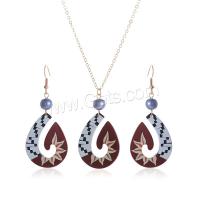 Schmuck Geschenk Sets, Acryl, Ohrring & Halskette, mit Kunststoff Perlen, mit Verlängerungskettchen von 5CM, Modeschmuck & für Frau, gemischte Farben, 27x65mm, Länge:ca. 63 cm, verkauft von setzen