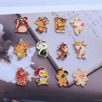 Zinc Alloy Enamel Pendants, Chinese Zodiac, plated, DIY 