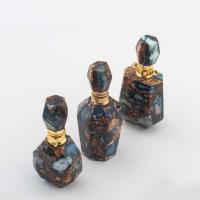 Impression Jasper Perfume Bottle Pendant, with Brass, gold color plated, fashion jewelry & DIY mixed colors 