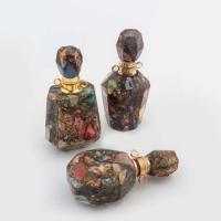 Impression Jasper Perfume Bottle Pendant, with Brass, gold color plated, fashion jewelry & DIY mixed colors 