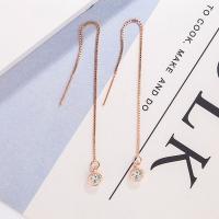 Cubic Zircon Brass Earring, rose gold color plated, fashion jewelry & micro pave cubic zirconia & for woman 