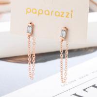 Cubic Zircon Brass Earring, rose gold color plated, fashion jewelry & micro pave cubic zirconia & for woman 