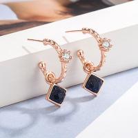 Cubic Zircon Brass Earring, rose gold color plated, fashion jewelry & micro pave cubic zirconia & for woman 