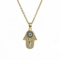 Collier Evil Eye bijoux, Acier inoxydable 304, Placage, bijoux de mode & pour femme & avec strass, doré Environ 15.75 pouce, Vendu par brin