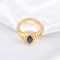 Anillo de dedo de acero Titanium de, Partículas de acero, 18K chapado en oro, diverso tamaño para la opción & micro arcilla de zirconia cúbica & para mujer, dorado, Vendido por UD