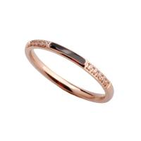 Anillo de dedo de acero Titanium de, Partículas de acero, con Nácar, Recubrimiento iónico al vacío, diverso tamaño para la opción & para mujer & con diamantes de imitación, color de rosa dorada, Vendido por UD