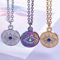 Collier Evil Eye bijoux, Acier inoxydable 304, Mauvais œil, Placage ionique sous vide, bijoux de mode & styles différents pour le choix & pour femme & avec strass, plus de couleurs à choisir Environ 50 cm, Vendu par PC