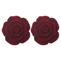 Modische und Kreative Schmuck Ohrring, Beflockung Stoff, Blume, Modeschmuck & verschiedene Stile für Wahl & für Frau, rot, 20mm, verkauft von Paar