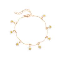 Moda pulseras de la aleación de Zinc, Flor, chapado en color dorado, Joyería & para mujer & esmalte, longitud:aproximado 18 cm, Vendido por UD