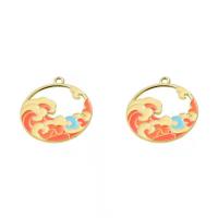 Zinc Alloy Enamel Pendants, Round, plated, DIY 