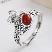 Bague en argent , Argent sterling 925, avec Yunnan agate rouge, sac d'argent, Finition antique, bijoux de mode & unisexe, 16mm, Vendu par PC