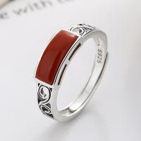 Anillo de Plata Ley, Plata de ley 925, con Yunnan Red Agate, Acabado antiguo, Joyería & diferentes estilos para la opción & para mujer, Vendido por UD