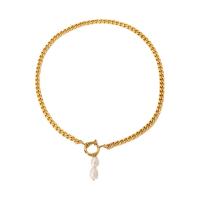 Bracelets de perles, Acier inoxydable 304, avec perle d'eau douce cultivée, Plaqué or 18K, bijoux de mode & pour femme, doré Environ 18.31 pouce, Vendu par brin