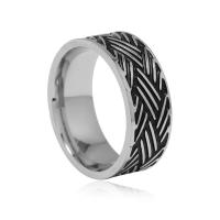 Zinc Alloy Finger Ring, silver color plated, fashion jewelry & folk style & for woman, black, 8mm, Inner Approx 18mm 