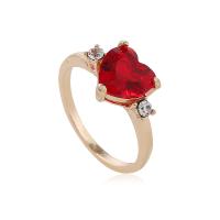 Zinc Alloy Finger Ring, with Cubic Zirconia, Heart, plated, fashion jewelry & for woman 10mm, Inner Approx 18mm 