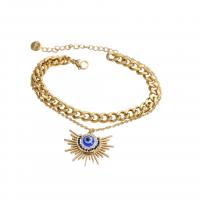 Evil Eye Ensemble de bijoux, Acier titane, Mauvais œil, Placage de couleur d'or, styles différents pour le choix & pour femme & émail & avec strass, Vendu par PC