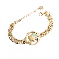 Evil Eye Jewelry Bracelet, Titanium Steel, with 2inch extender chain, Elephant, 18K gold plated, Unisex & enamel Approx 6.3 Inch 