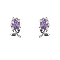 Cubic Zircon Brass Earring, plated, fashion jewelry & micro pave cubic zirconia & for woman 