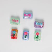 Enamel Acrylic Beads, Rectangle, DIY, mixed colors Approx 