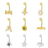 Bagues et accessoires Nombril, laiton, styles différents pour le choix & pavé de micro zircon & pour femme, plus de couleurs à choisir, 17mm, Vendu par PC