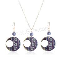 Schmuck Geschenk Sets, Acryl, Ohrring & Halskette, mit Kunststoff Perlen, mit Verlängerungskettchen von 5CM, Mond, Drucken, Modeschmuck & für Frau, gemischte Farben, 35x65mm, Länge:ca. 62.5 cm, verkauft von setzen