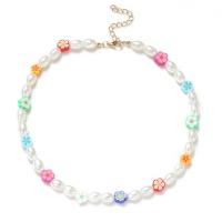 Petite perle en verre de collier 
, alliage de zinc, avec Seedbead & perle de plastique, avec 7.5CM chaînes de rallonge, bijoux de mode & styles différents pour le choix & pour femme Environ 36.5 cm, Vendu par PC