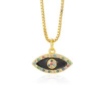 Collier Evil Eye bijoux, laiton, avec 5CM chaînes de rallonge, Plaqué d'or, pavé de micro zircon & pour femme & émail, plus de couleurs à choisir Environ 43 cm, Vendu par PC