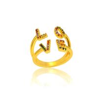 Cubic Zirconia Micro Pave Brass Finger Ring, real gold plated, Adjustable & micro pave cubic zirconia & for woman, gold 