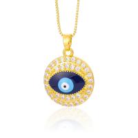 Collier Evil Eye bijoux, laiton, avec 5CM chaînes de rallonge, fade et jamais plaqué de haute qualité, pavé de micro zircon & pour femme, plus de couleurs à choisir Environ 43 cm, Vendu par PC