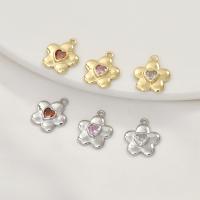 Cubic Zirconia Brass Pendants, with Cubic Zirconia, Flower, plated, fashion jewelry & DIY 