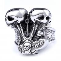 Anillo de dedo de acero Titanium de, Partículas de acero, Calavera, chapado, unisexo & diverso tamaño para la opción, color original, Vendido por UD