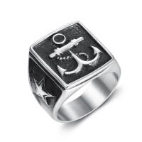 Anillo de dedo de acero Titanium de, Partículas de acero, Ancla, pulido, diverso tamaño para la opción & para hombre, Negro, Vendido por UD