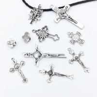 Zinc Alloy Cross Pendants, antique silver color plated, vintage & DIY & hollow Approx 